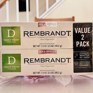 2pk Rembrandt Deeply White+Peroxide Whitening Toothpaste Peppermint Flavor 3.5oz